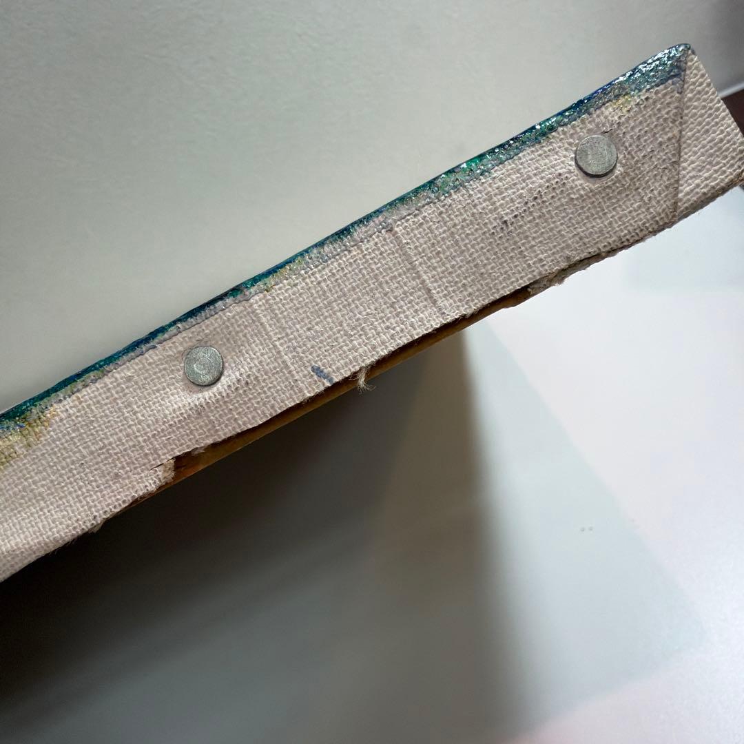 高橋一善 新緑の奥入瀬 額縁なし 油絵 現状品