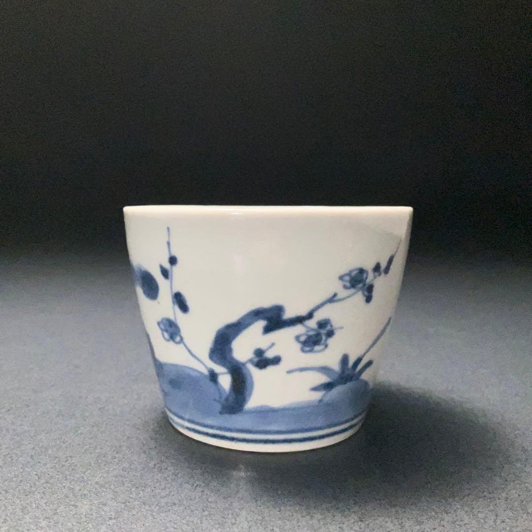 伊万里染付松竹梅図姫猪口　骨董　古伊万里　豆猪口　6R1243wダS