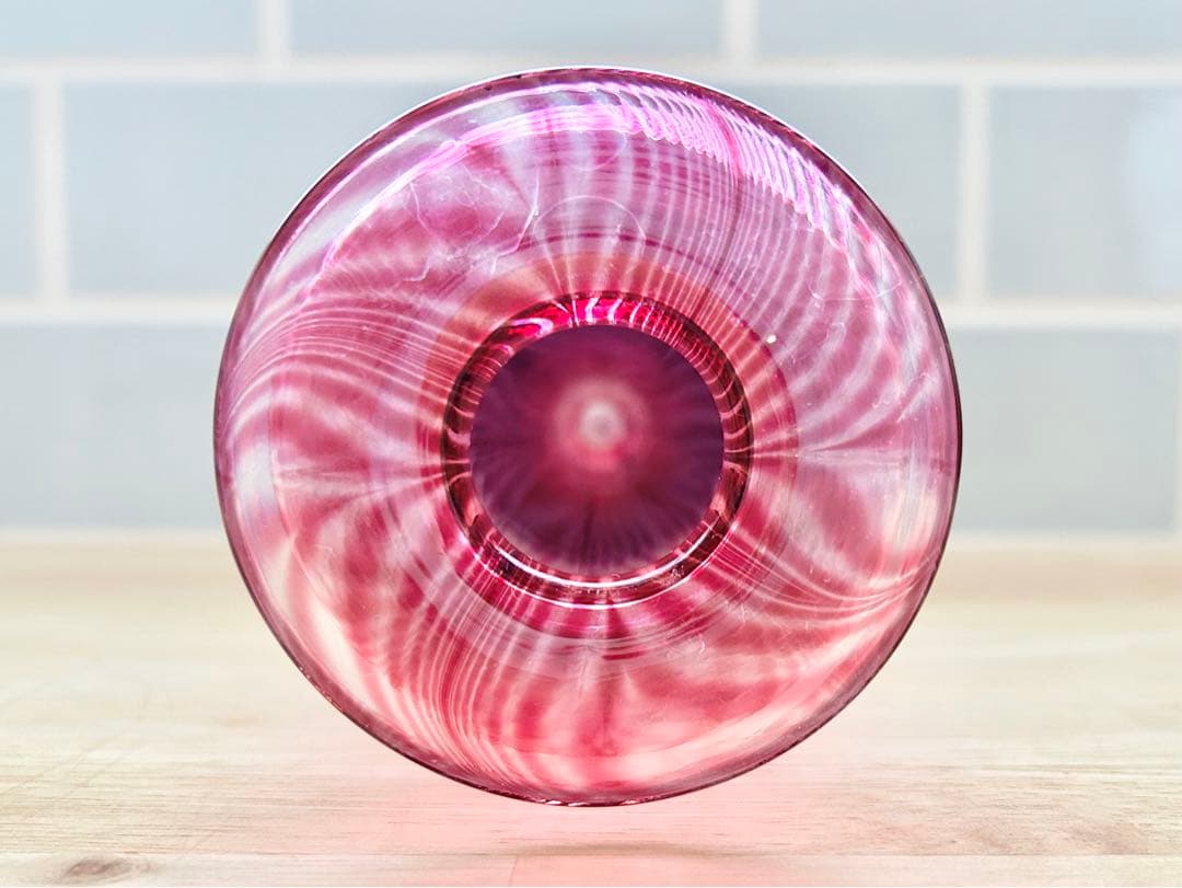 レトロ ヴェネチアングラス ガラス 花瓶 フラワーベース ヴィンテージ ピンク