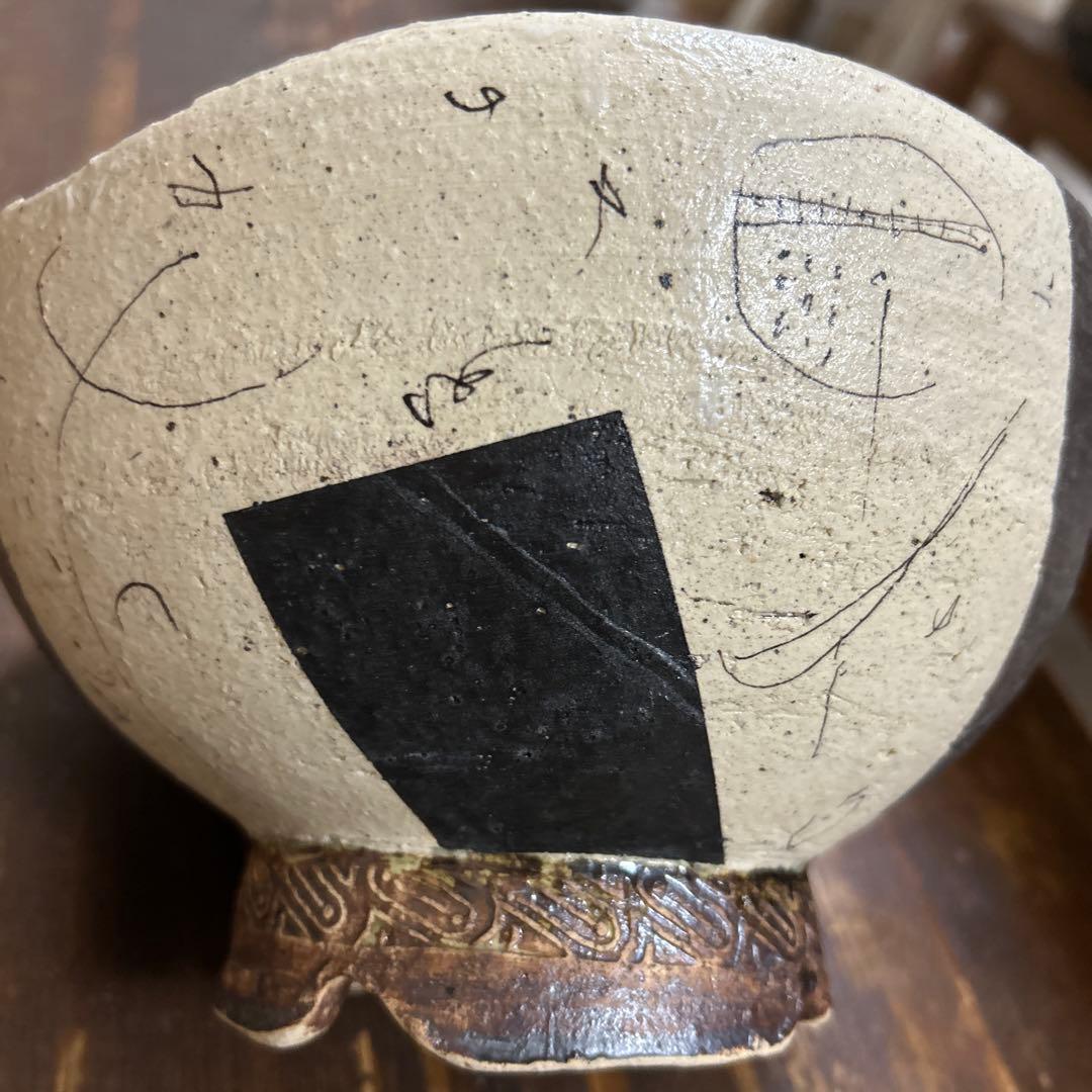 作家　陶芸作家　設計図みたいな柄　盛り鉢　サラダ鉢　深皿　7号鉢　刻印あり