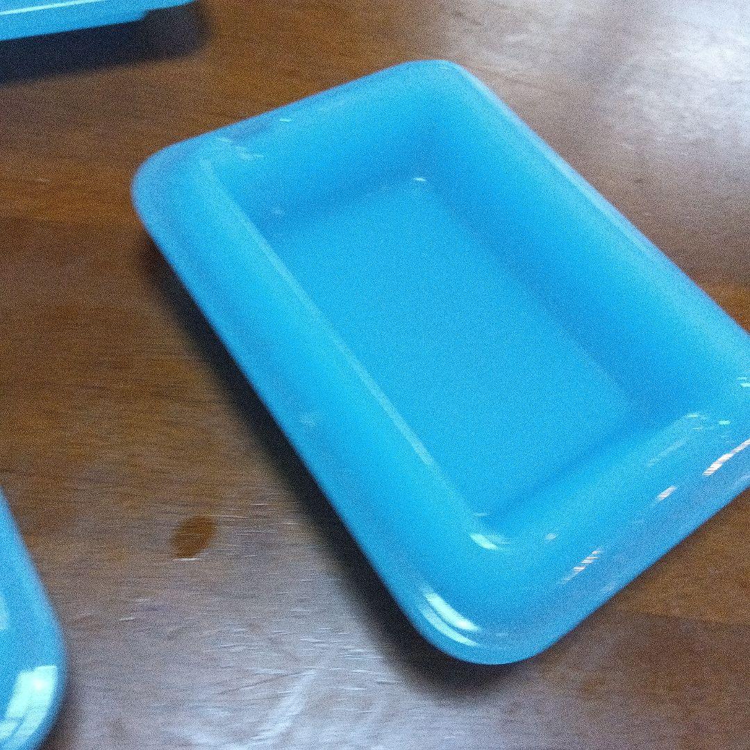 ミルクガラス　灰皿　ターコイズ　ブルー　５個セット