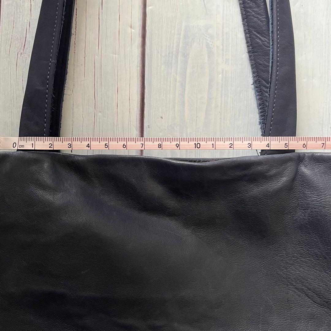 本革トートバッグ ネイビー×ホワイト　シンプル　男女兼用　手作り　ハンドメイド