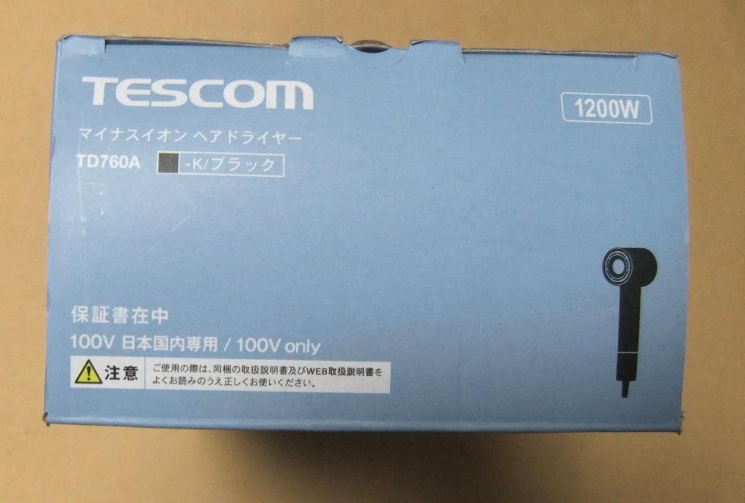 TESCOM TD760A ヘアドライヤー I字型 マイナスイオン 軽量