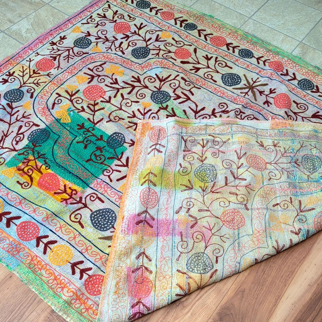 スザニ刺繍 テキスタイル 刺子布 ヴィンテージ カンタキルト ラリーキルト876