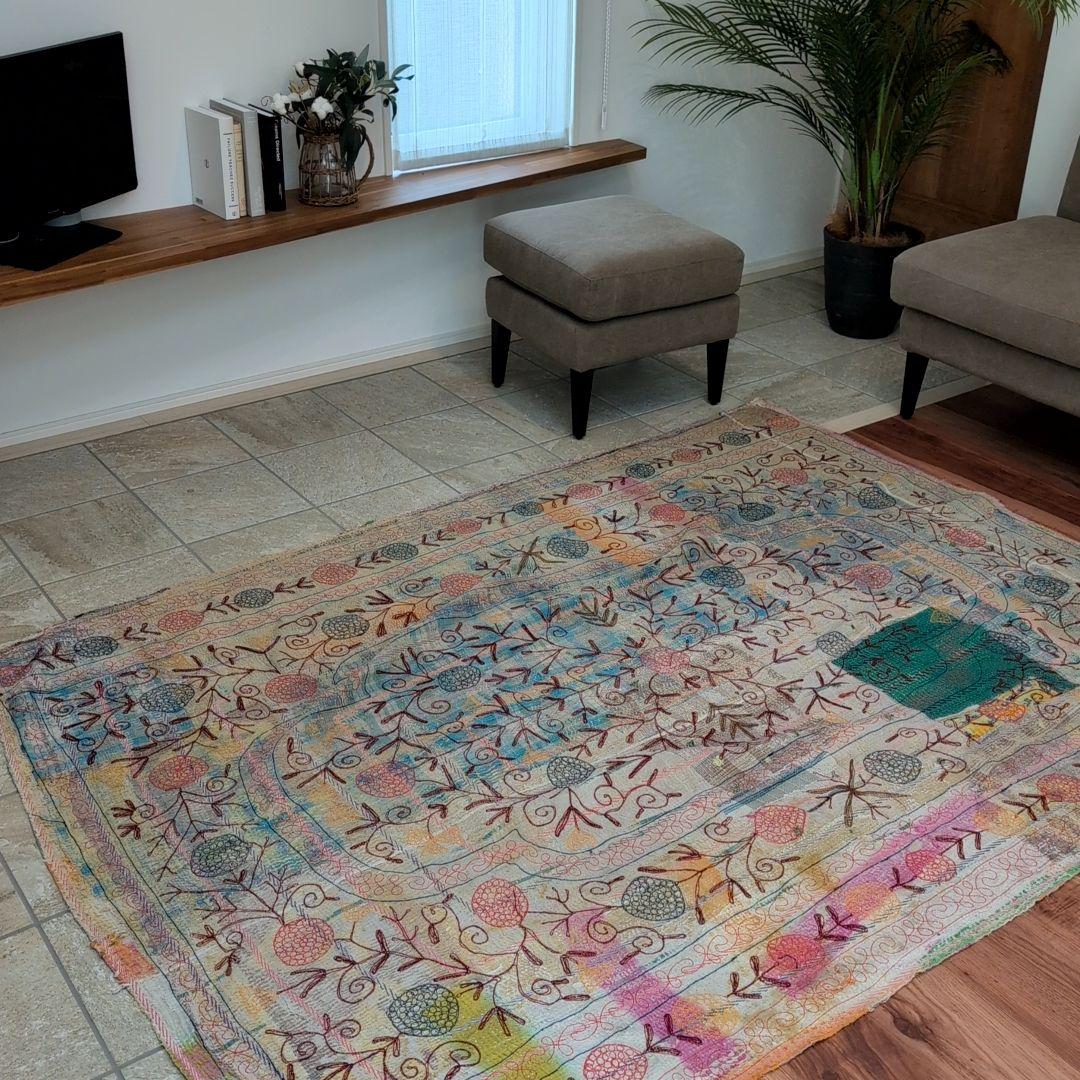 スザニ刺繍 テキスタイル 刺子布 ヴィンテージ カンタキルト ラリーキルト876