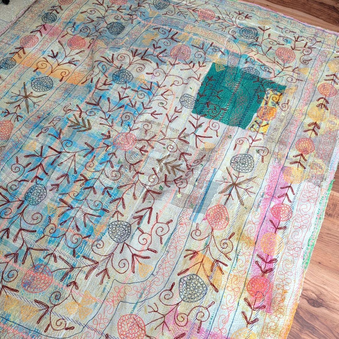 スザニ刺繍 テキスタイル 刺子布 ヴィンテージ カンタキルト ラリーキルト876