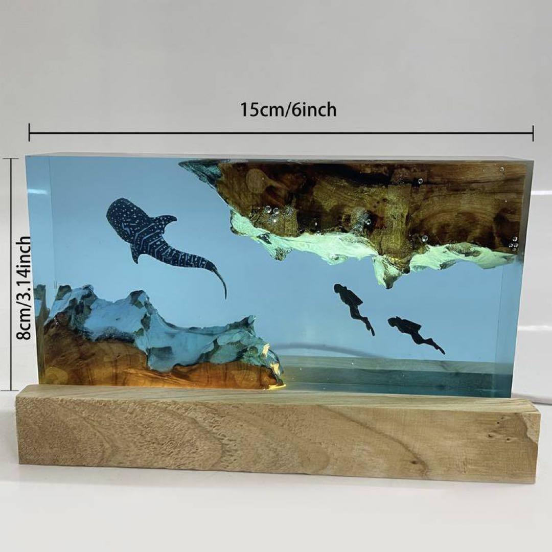 レジンランプ　海のランプ　ナイトランプ　ジンベイザメ　ダイビング