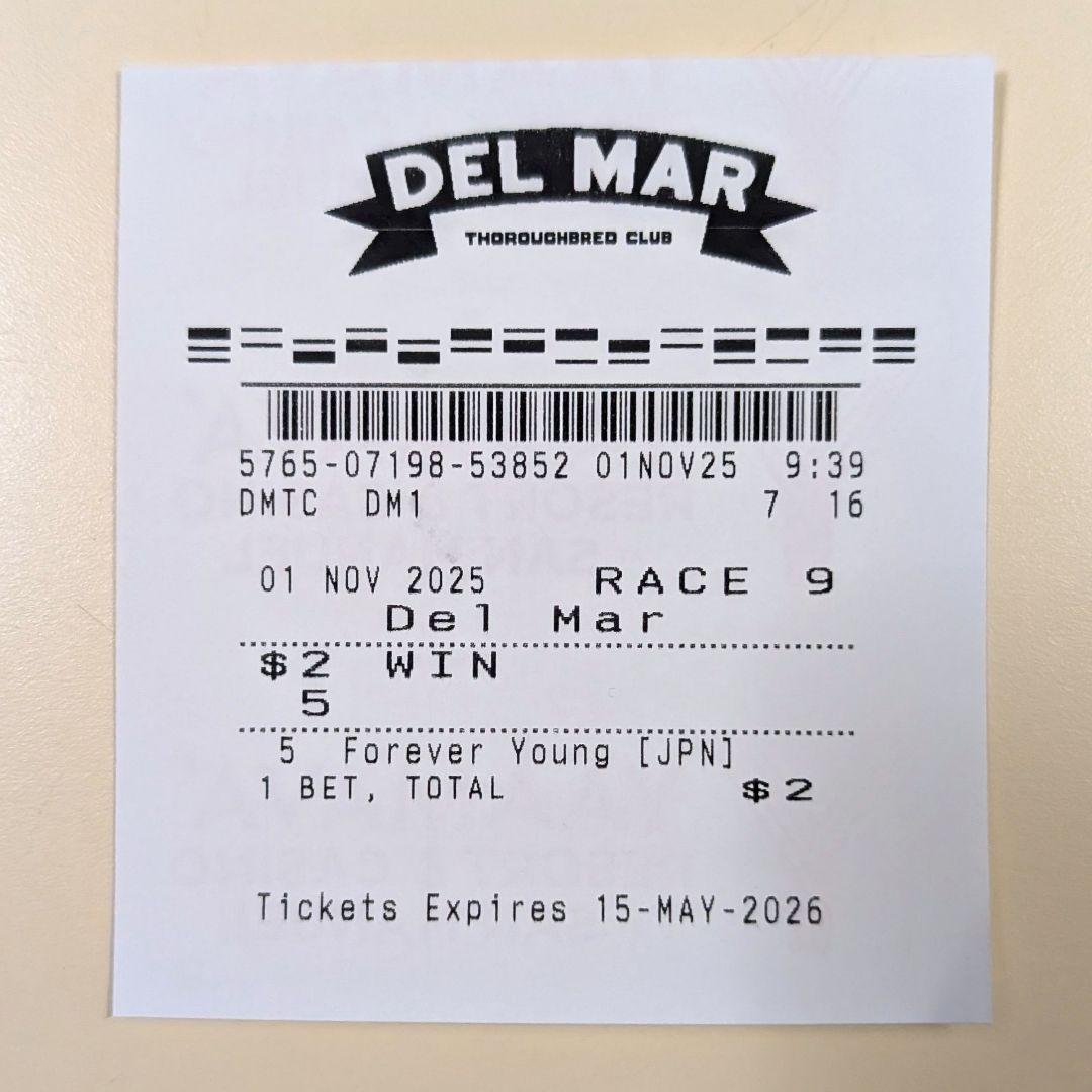フォーエバーヤング BCクラシック2025 現地単勝馬券 レーシングプログラム