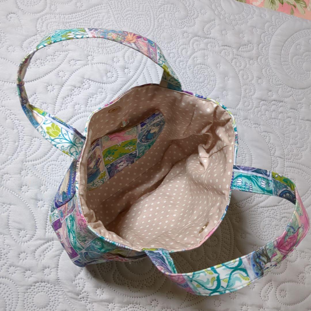 専用…ミュシャ風猫柄…ブルー系 トートバッグ…猫ポーチ３点セット