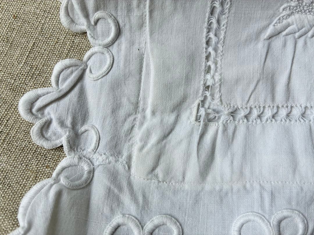素晴らしい手刺繍*フランスアンティーク*リネン*ピローケース*ダブルモノグラム