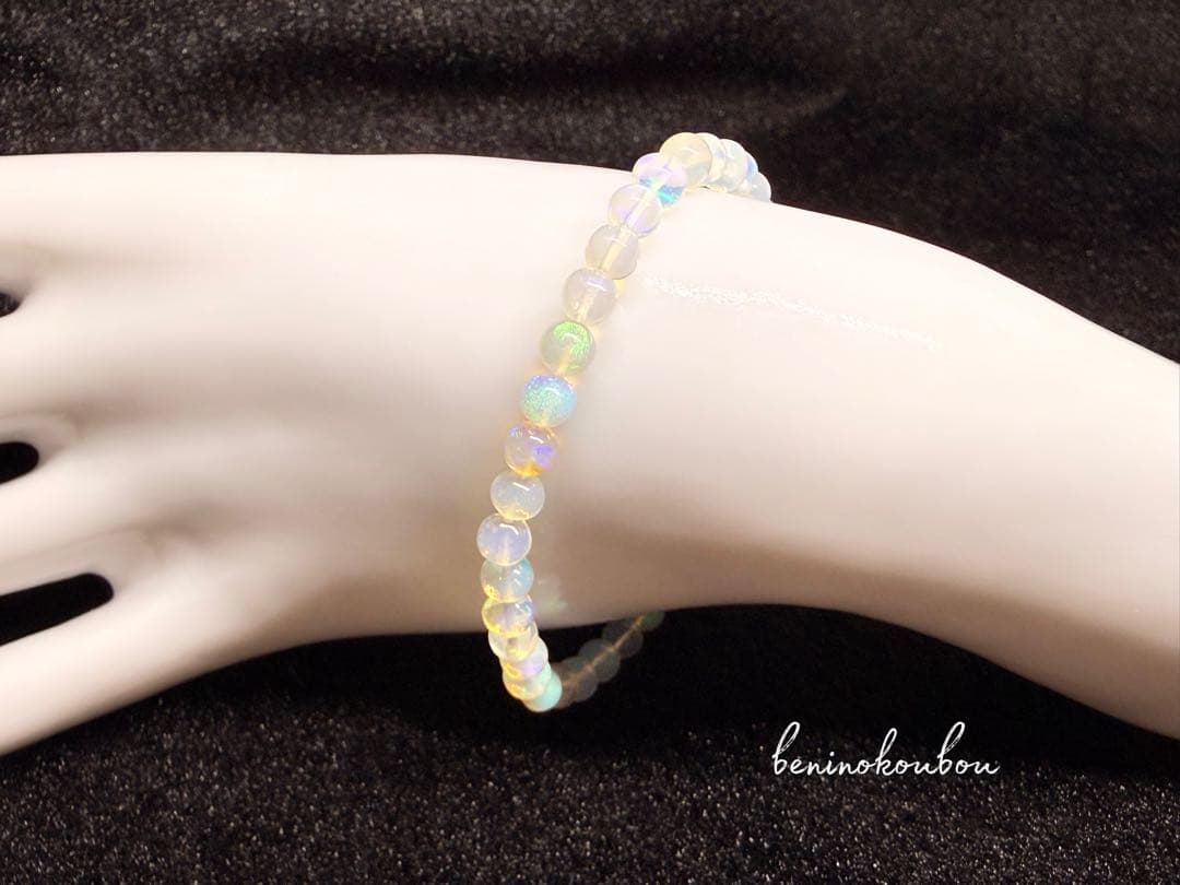 1点物＊柔らかな虹 エチオピア産 プレシャスオパール 5mm 美遊色ブレスレット