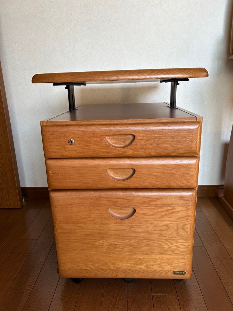 マルニ　天然木　学習机　②ワゴン（昇降式）