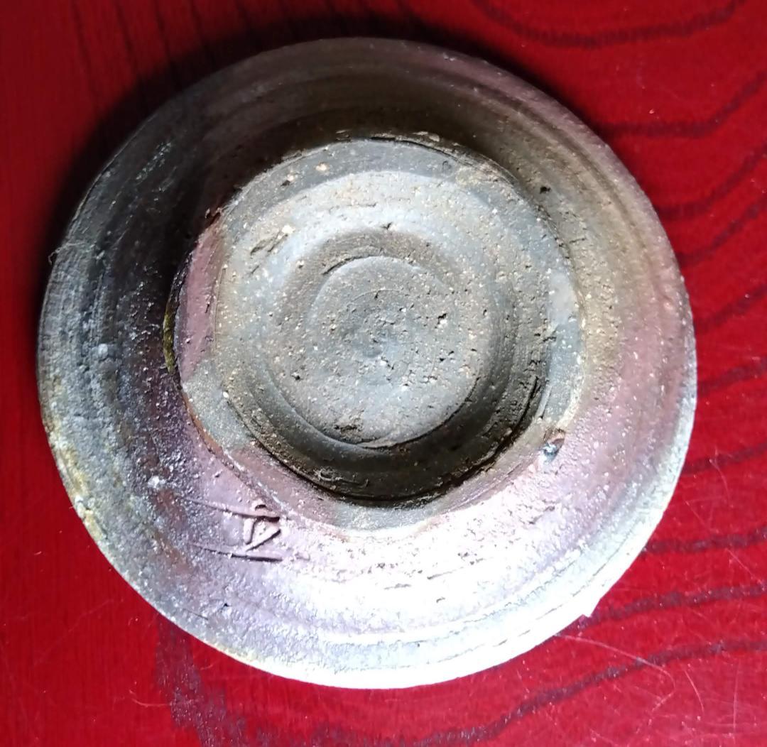 前焼名工　白越不朝　塩越窯自然灰釉究極美逸品ぐい呑み湯呑2種茶托3点セットNo8