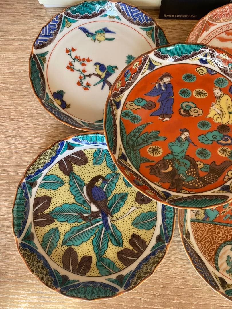 九谷焼皿揃(4.5号)時代絵 K7-87 5枚セット