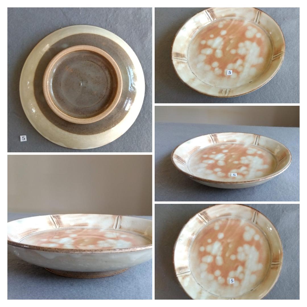 美濃焼の名工　工藤陸雄　南窯　 志野【御本手】中皿五客セット