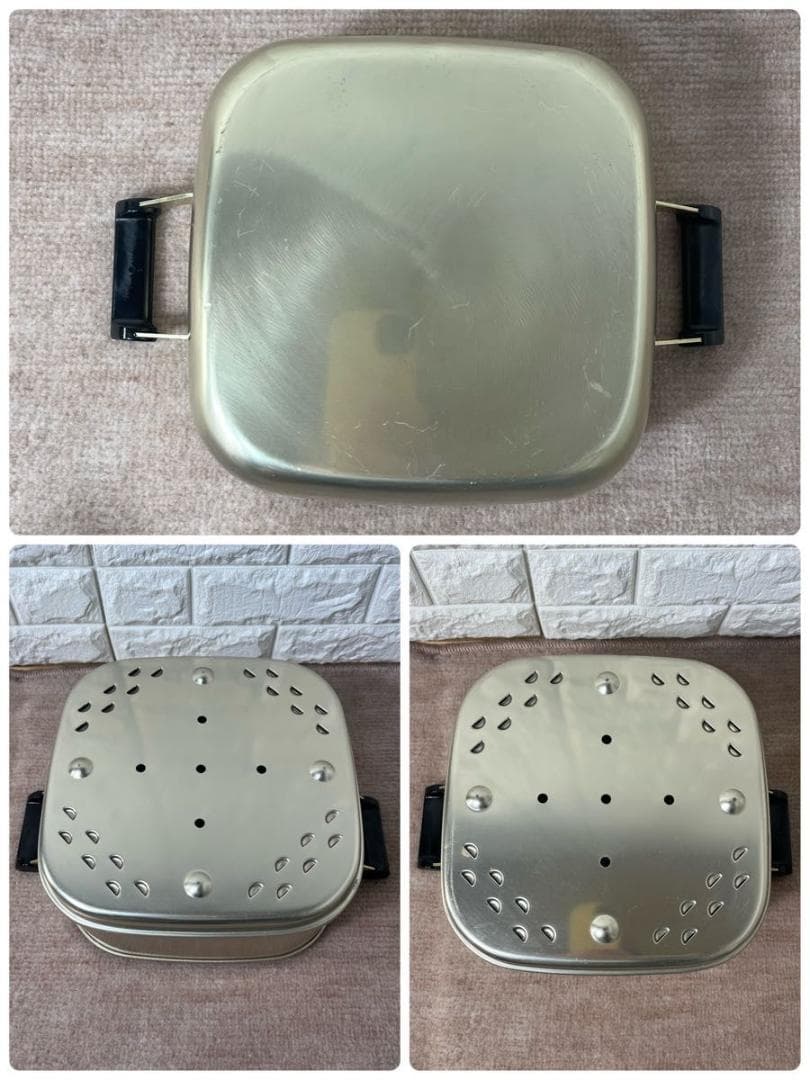 ツルマル印 アルミセイロ 3段 蒸し器 26cm 昭和レトロ キッチン 調理器具