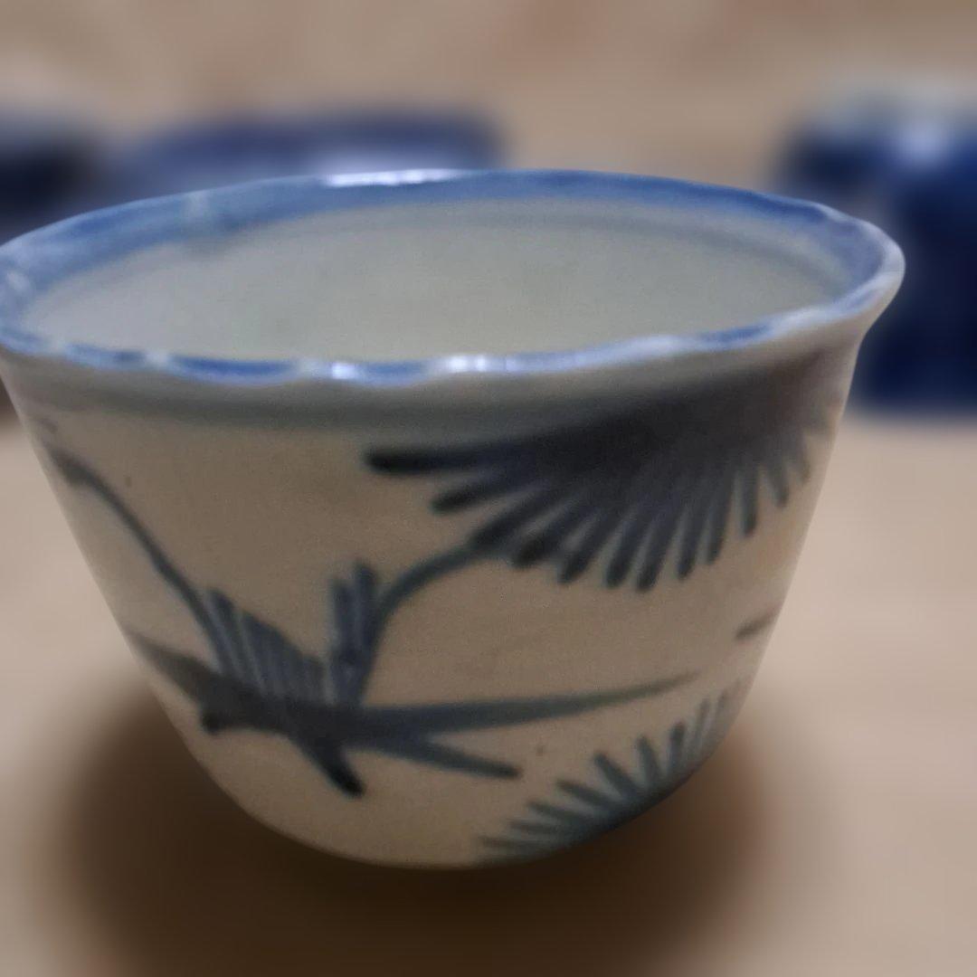 専用です　印判　染付け　蕎麦猪口　5点　絵柄違い　⑪　⑩