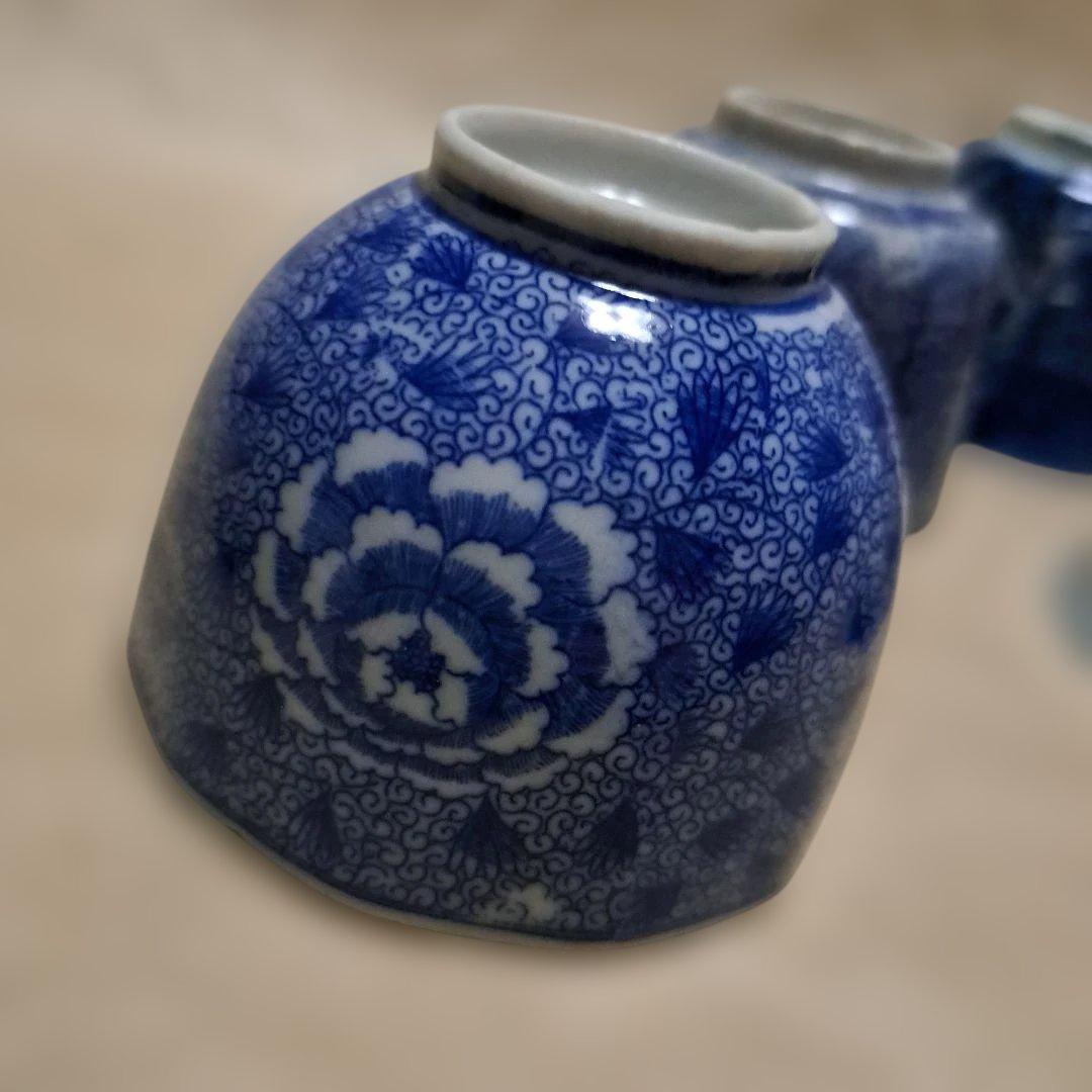 専用です　印判　染付け　蕎麦猪口　5点　絵柄違い　⑪　⑩