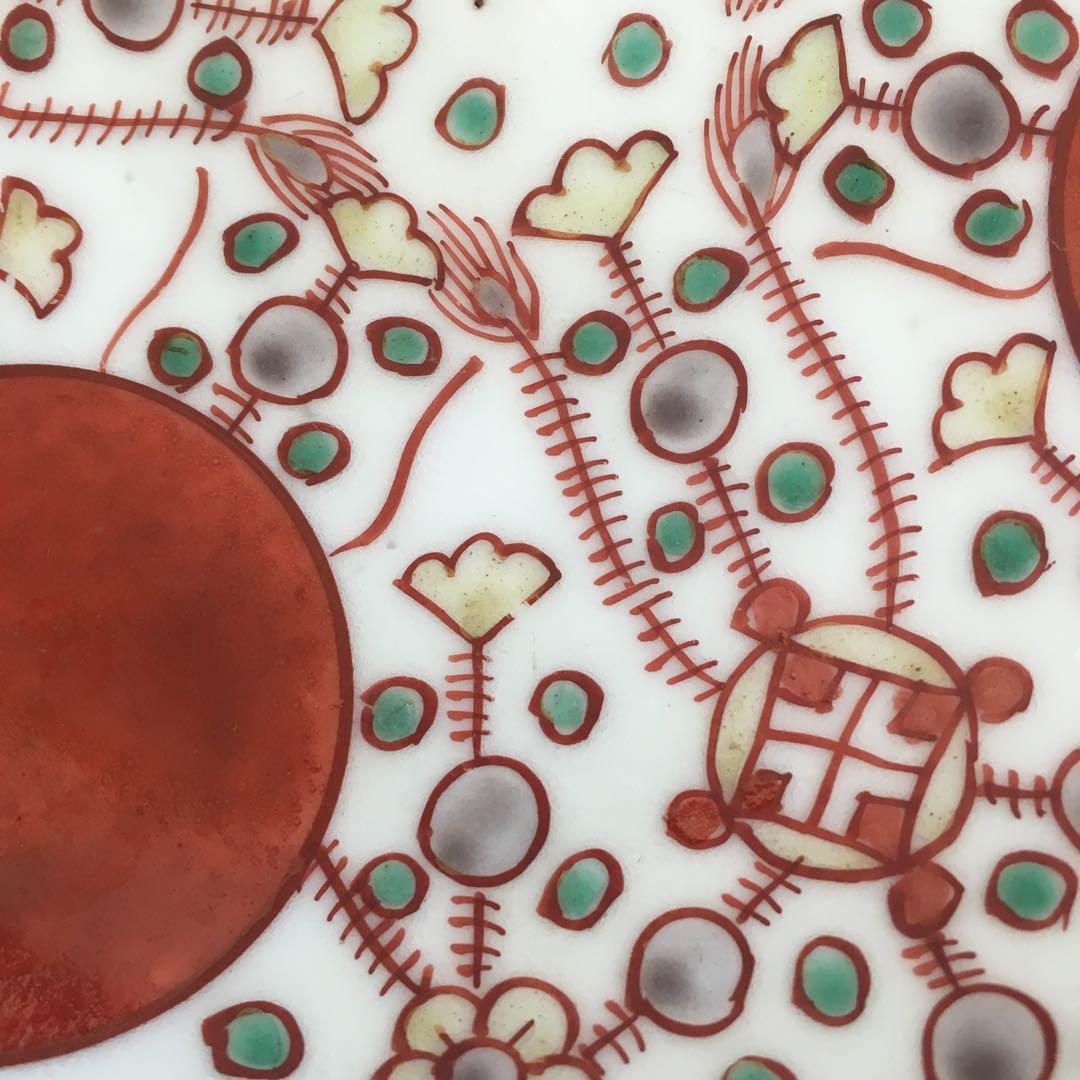 甲斐マロン様リクエス 古伊万里　赤玉瓔珞文中皿2客　17cm
