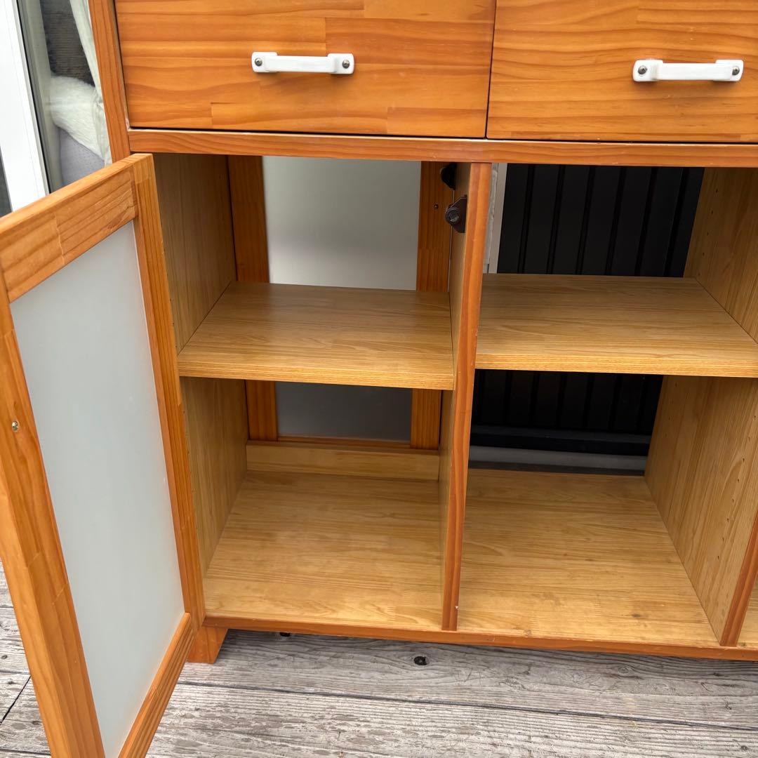 北欧レトロ 脇木工 カウンターテーブル 両面開き タイル天板 収納棚付き 食器棚