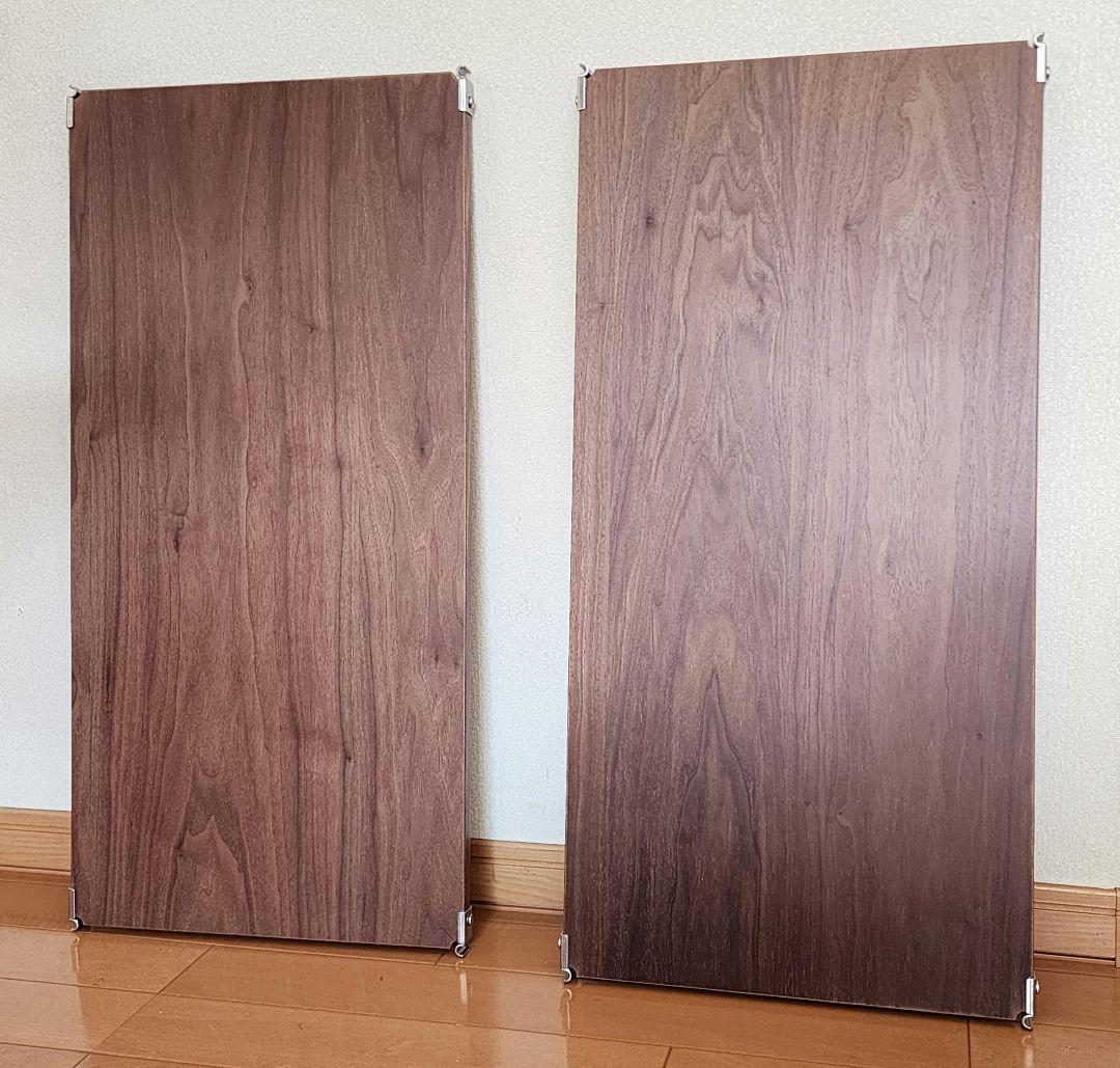 無印良品　ステンレスユニットシェルフ　ウォールナット材棚セットワイド大　小棚付