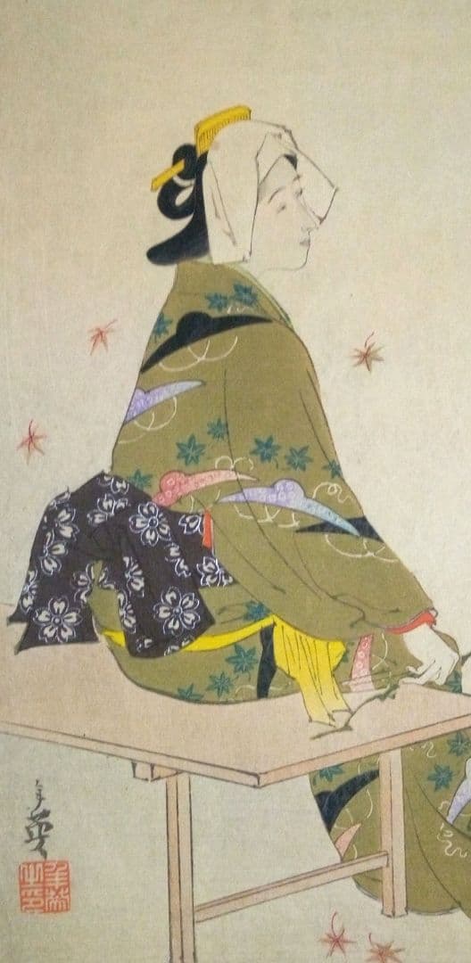 浮世絵、美人十二姿なが月、右田年英画