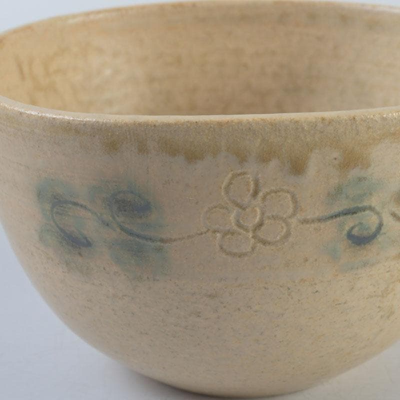 和食器　黄瀬戸　数江瓢鮎子作　花草文　蓋向付　十客　共箱　V　9968A