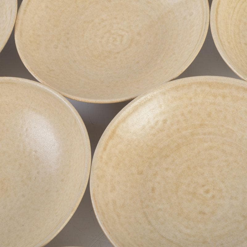 和食器　黄瀬戸　数江瓢鮎子作　花草文　蓋向付　十客　共箱　V　9968A