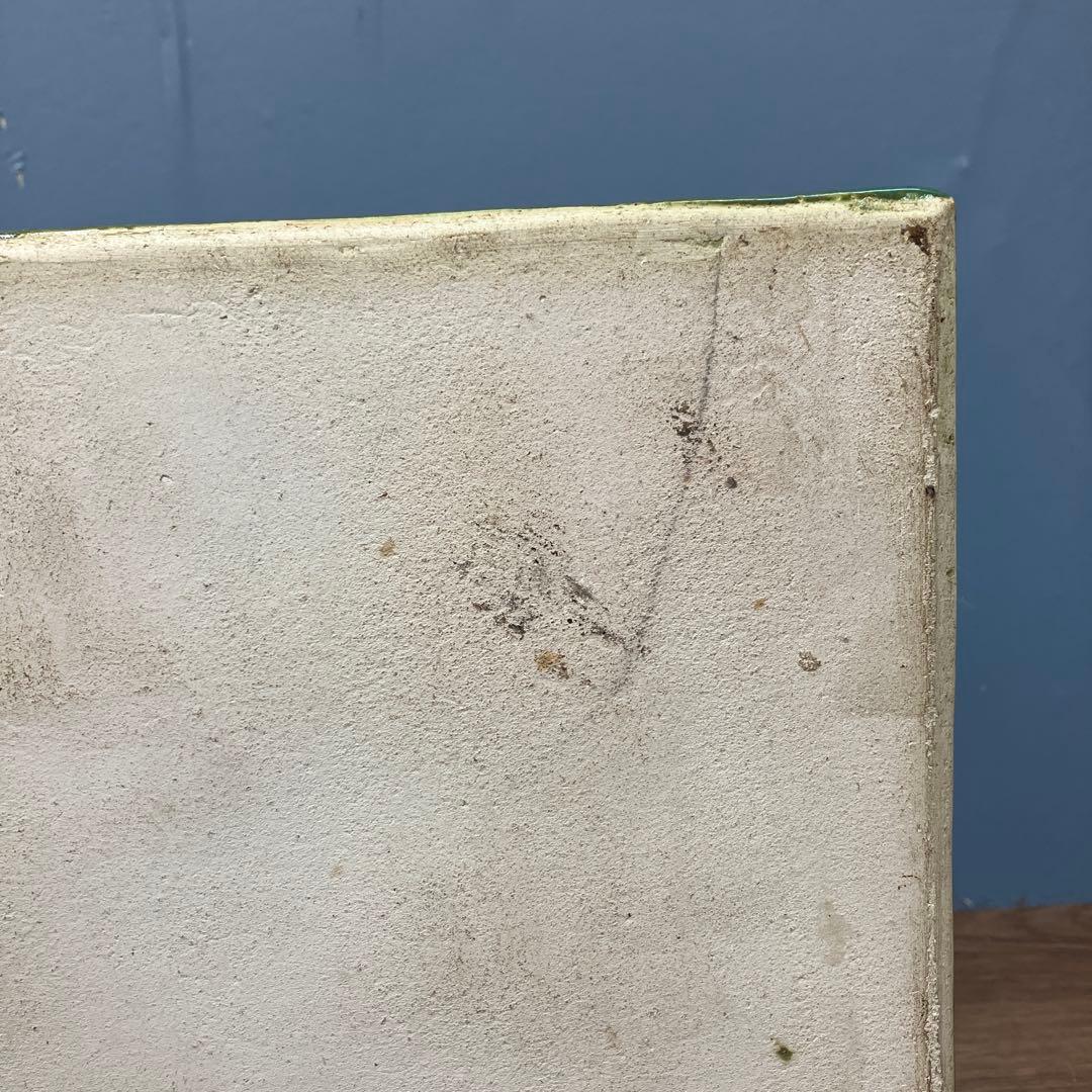 D-壁 陶器製 敷板 飾り台 グリーン 菊紋 和モダン オブジェ プレート