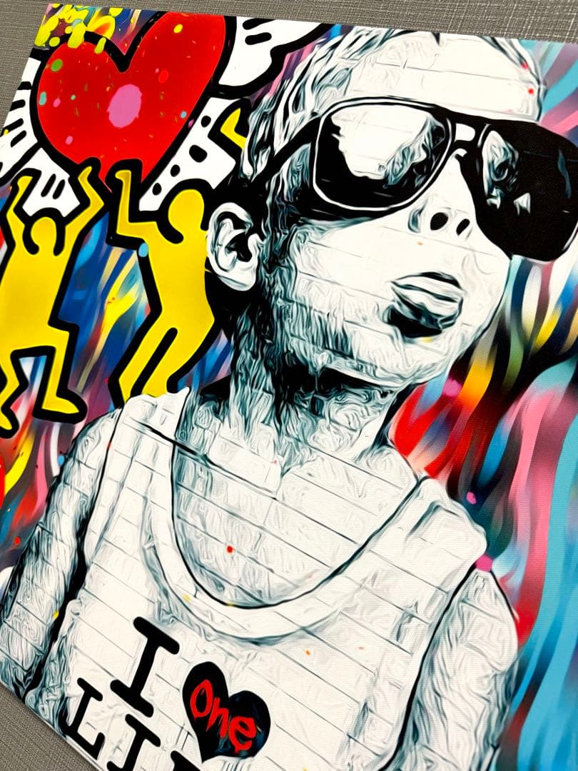 No.197木枠付きキャンバスアート　バスキア　BANKSY アートポスター