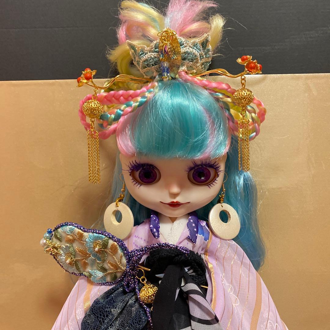 カスタムアイシードール『乙姫様』ピンク&イエロー&水色mixヘア