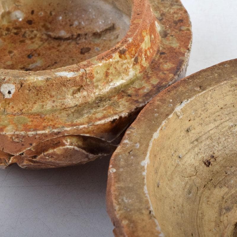 茶道具　伊賀焼　菊香合　時代箱付　V　R9423