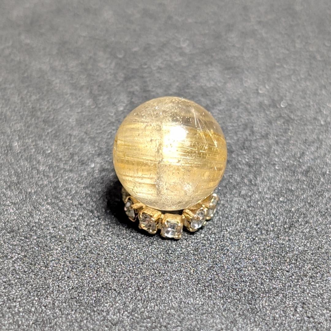 キャッツアイルチルクォーツ 8ミリ 粒売り 一点物 貫通穴あり 極太金針水晶