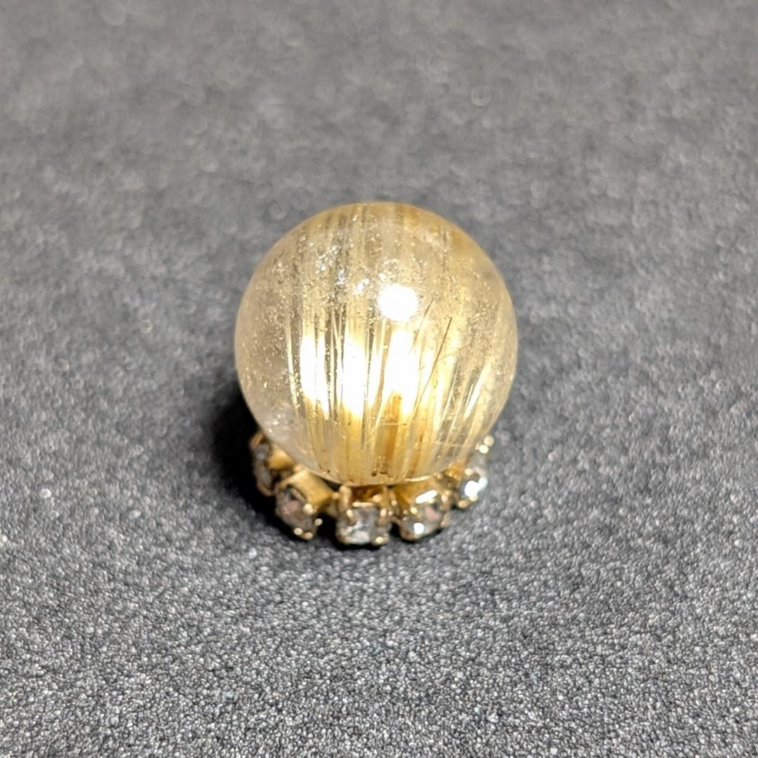 キャッツアイルチルクォーツ 8ミリ 粒売り 一点物 貫通穴あり 極太金針水晶