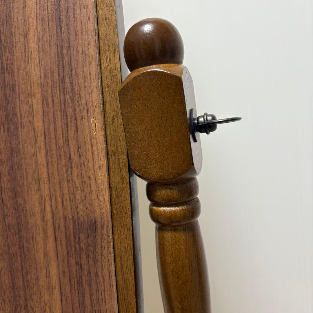 【美品】不二貿易 スタンドミラー 姿見 オーバル型 木製フレーム アンティーク調