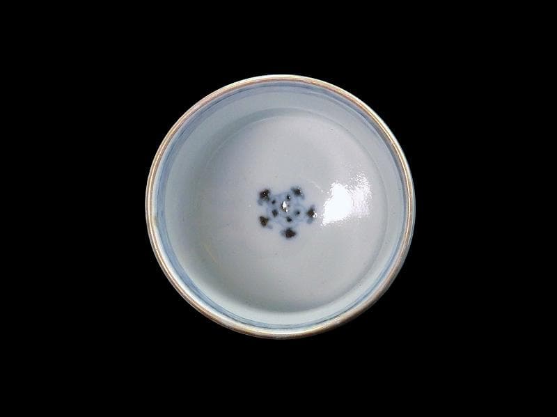 古伊万里　薄瑠璃色　若松の図　のぞき　猪口　C833 AS-CYe