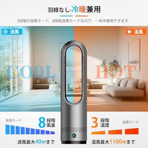 [Goswave] 【2025年新型冷暖兼用・羽根なし】扇風機 タワーファン m