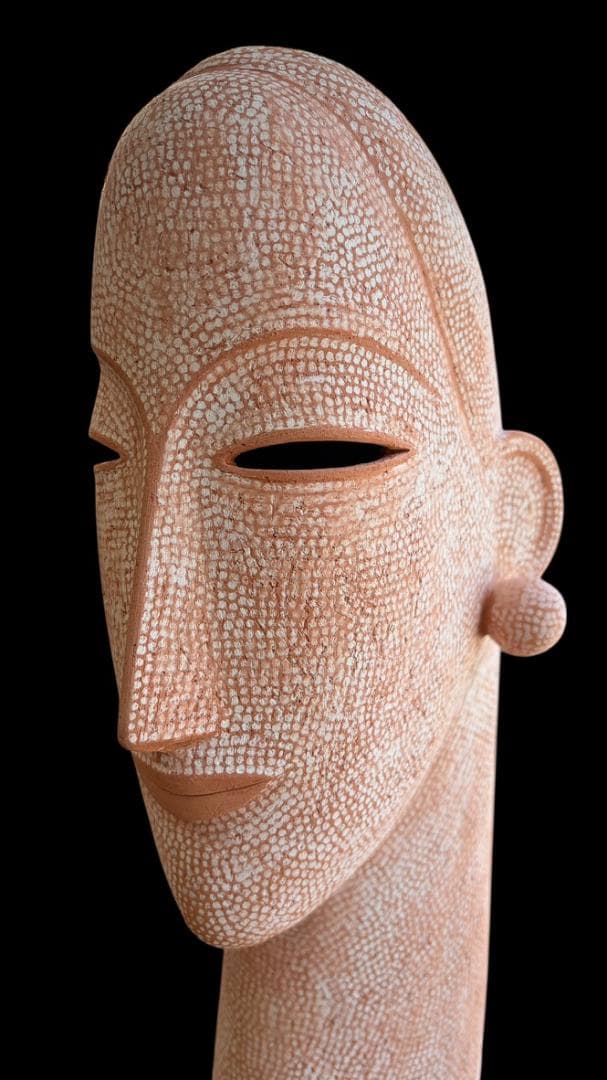 大塚茂吉 テラコッタ彫刻「キュクラデス」2005年 55 cm 共箱付 女性胸像