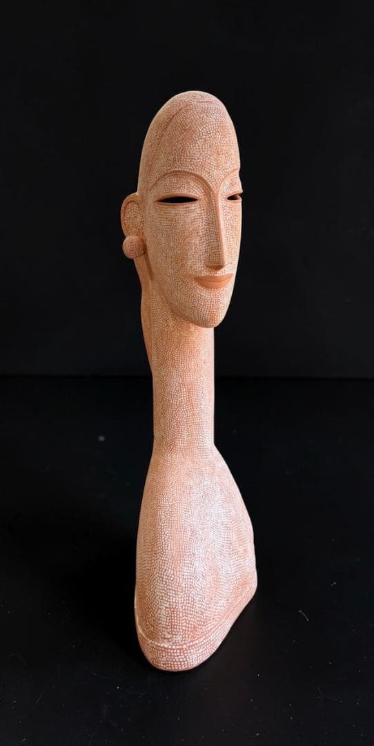 大塚茂吉 テラコッタ彫刻「キュクラデス」2005年 55 cm 共箱付 女性胸像