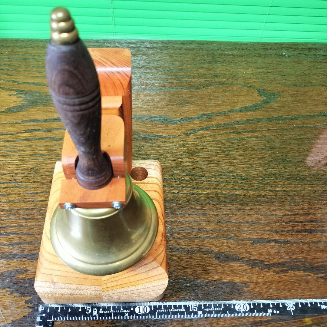 C★一品物欅板台座の学校の鐘イタリア製ハンドベルマリンベル駄菓子屋の呼び鈴