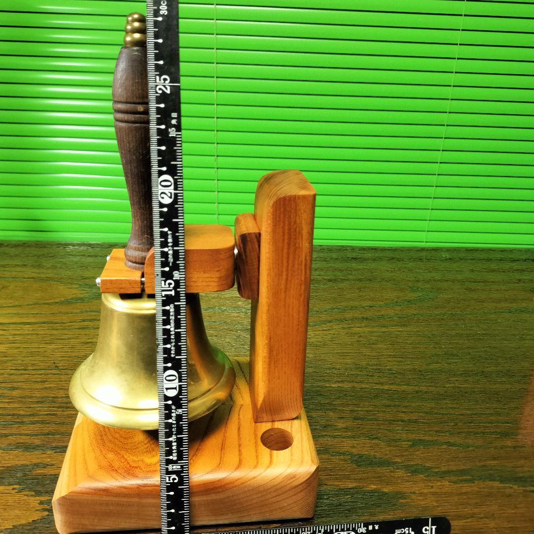 C★一品物欅板台座の学校の鐘イタリア製ハンドベルマリンベル駄菓子屋の呼び鈴