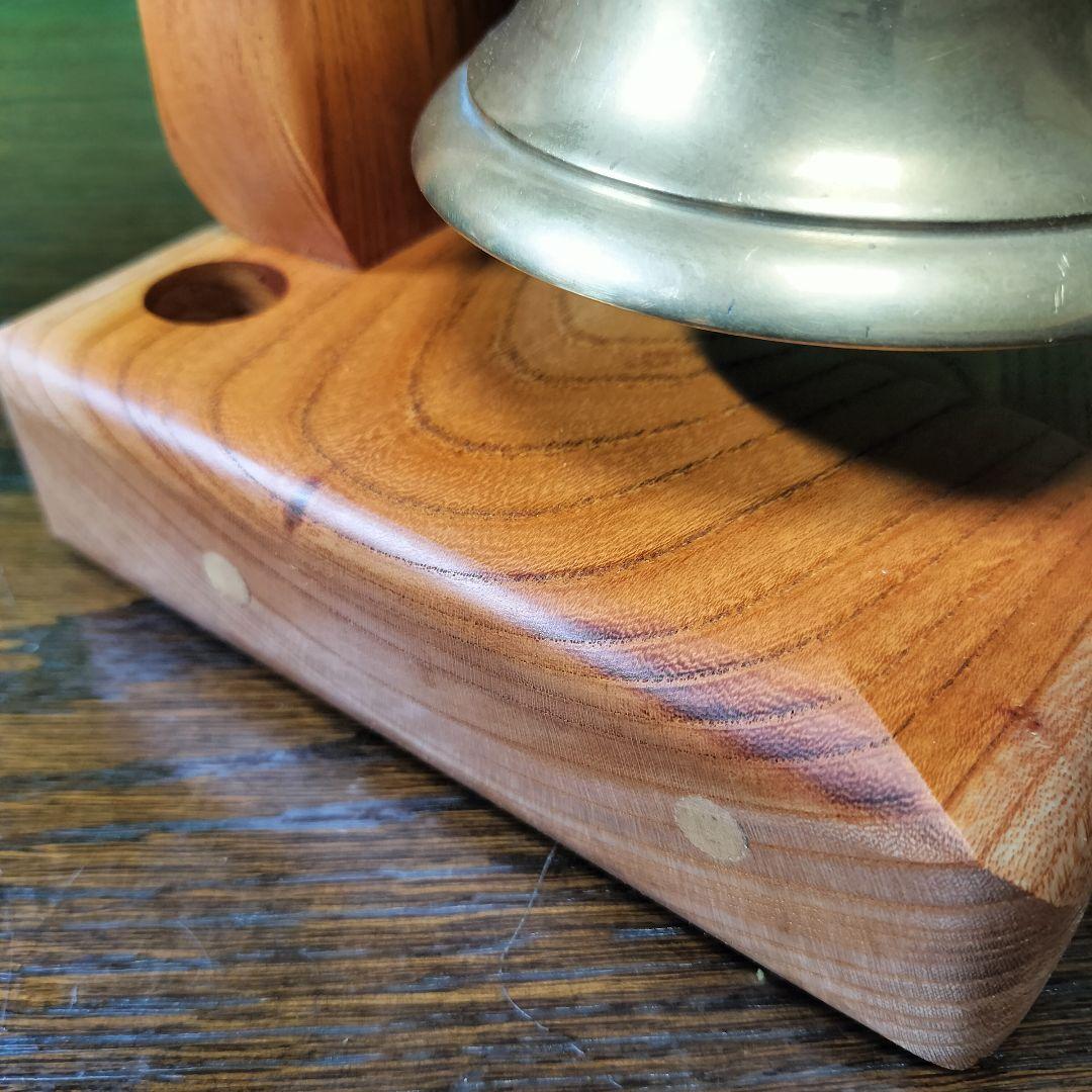 C★一品物欅板台座の学校の鐘イタリア製ハンドベルマリンベル駄菓子屋の呼び鈴