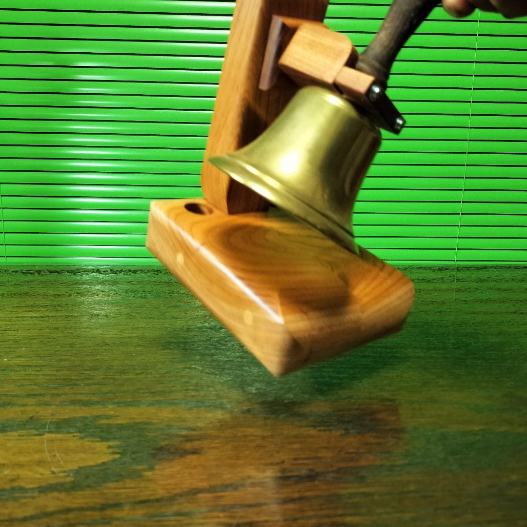 C★一品物欅板台座の学校の鐘イタリア製ハンドベルマリンベル駄菓子屋の呼び鈴