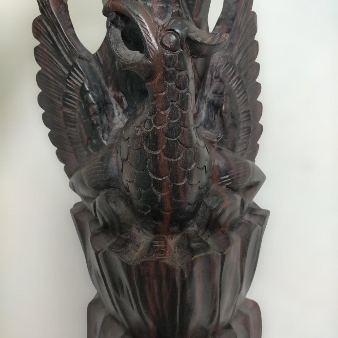 翼のある女神像 木彫り 置物 彫刻像 オブジェ アジアン 260115-3T