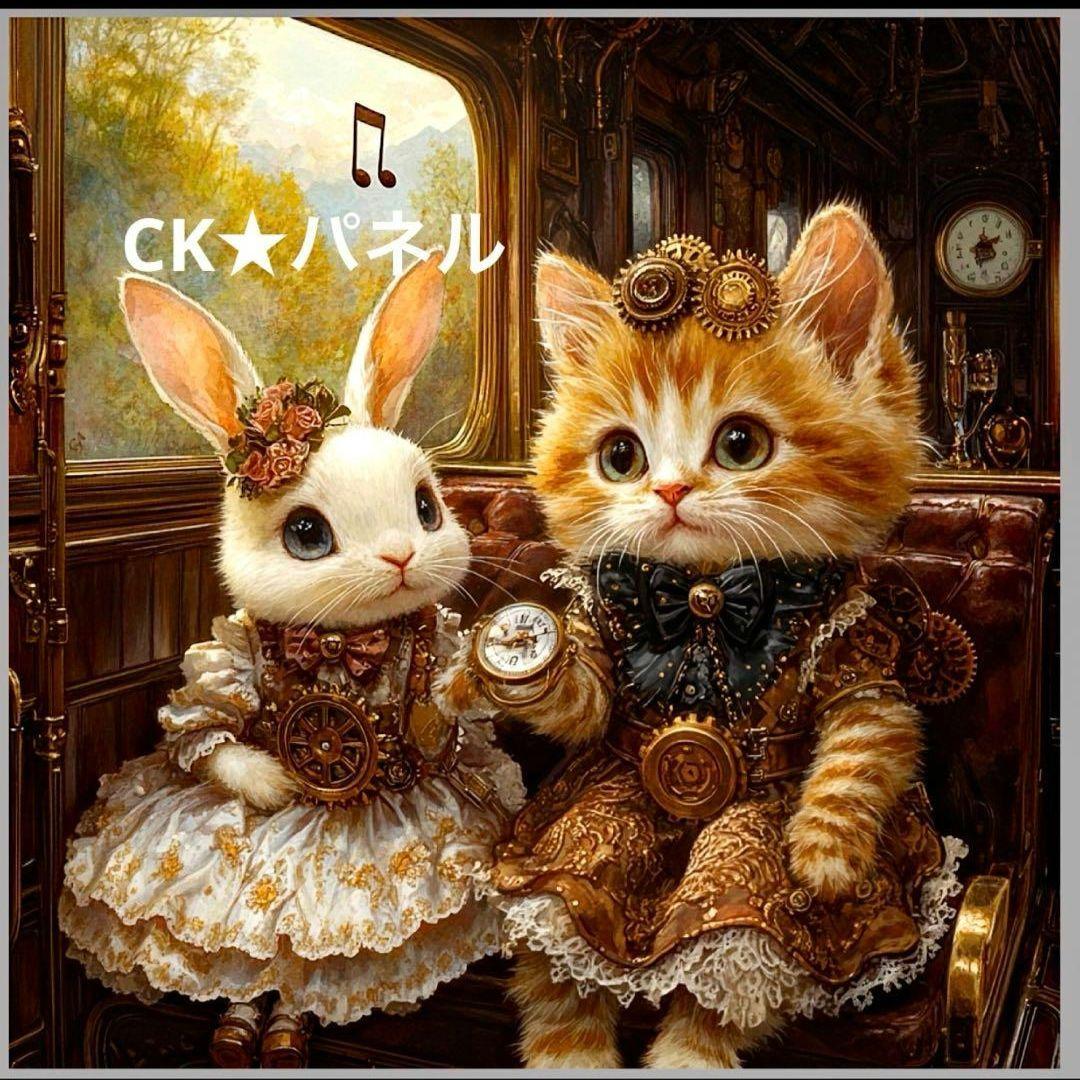 激レアうさぎとねこパネル生地　ハンドメイド