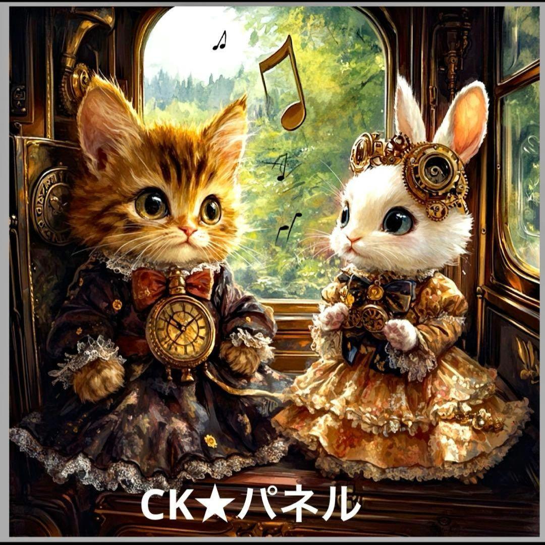 激レアうさぎとねこパネル生地　ハンドメイド