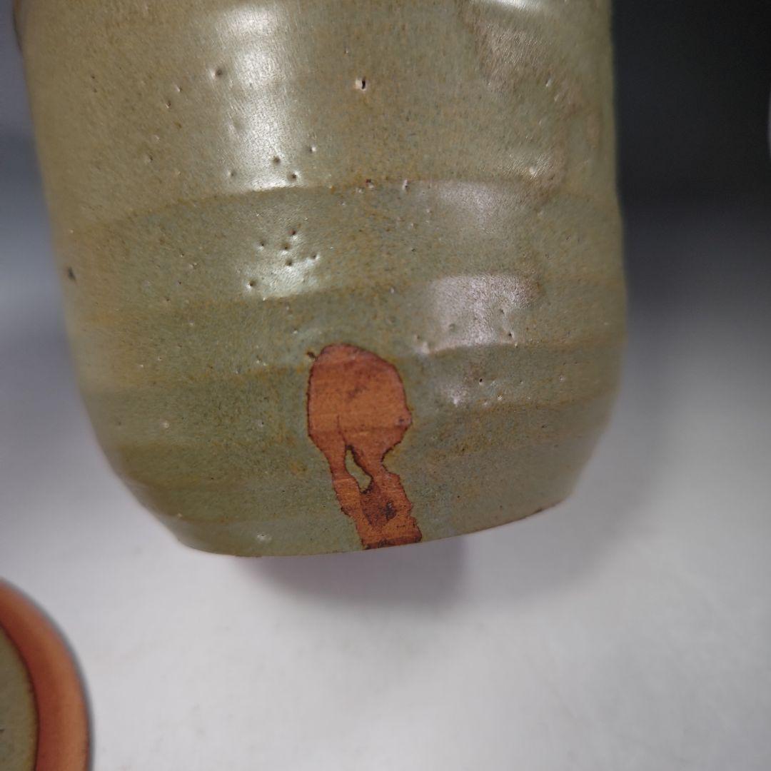 イ307 『松古窯藤山造　絵唐津水指』『竹文竹耳　共箱』さど