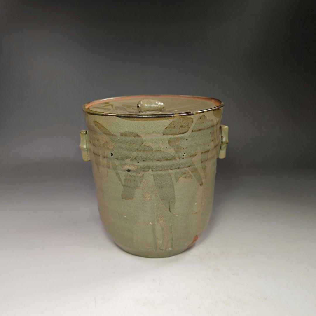 イ307 『松古窯藤山造　絵唐津水指』『竹文竹耳　共箱』さど