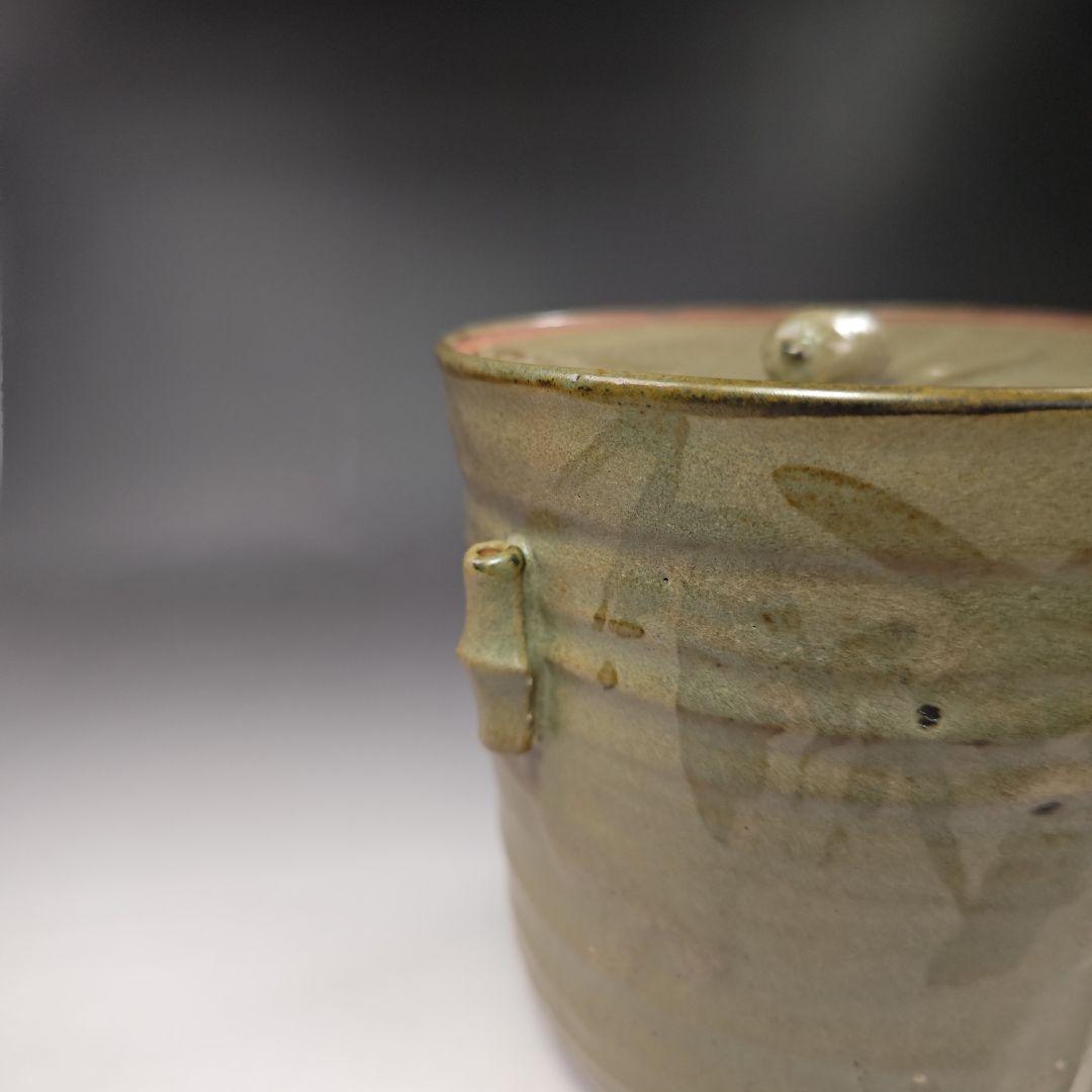 イ307 『松古窯藤山造　絵唐津水指』『竹文竹耳　共箱』さど