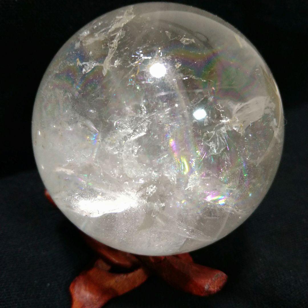 虹入り水晶玉(スタンド付き)85mm